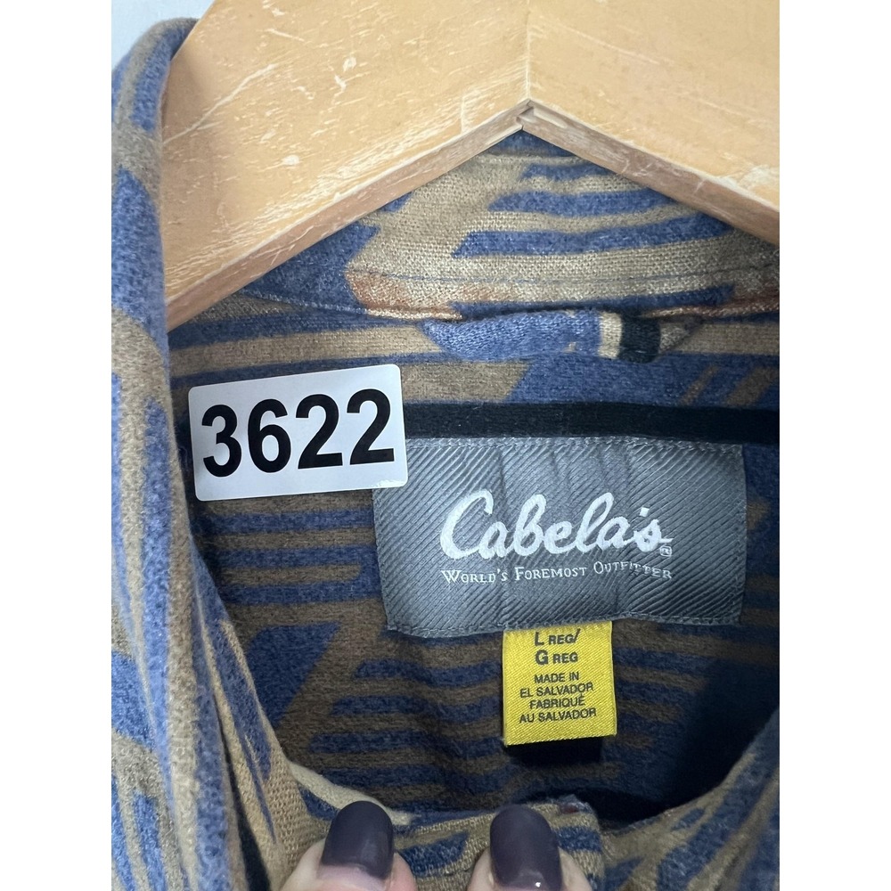 Cabela's Shirt Mens Large Blue Aztec Southwest Flannel Button Down Long Sleeve - Picture 3 of 7